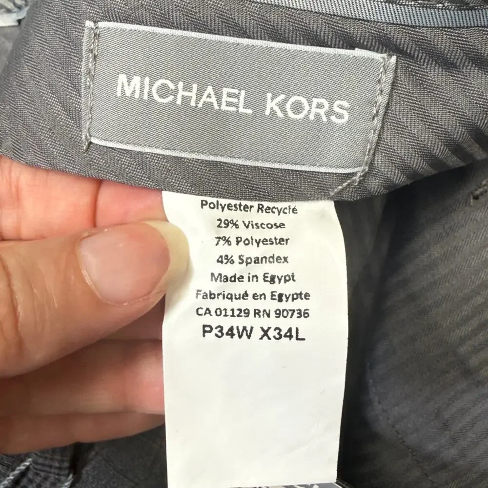 Michael Kors Men's Classic Fit Fall Pattern Pants  Gray 34x34 $95